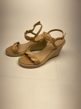 Stuart Weitzman Womens Twist Espadrille Wedge Sandal In Natural Sz 11